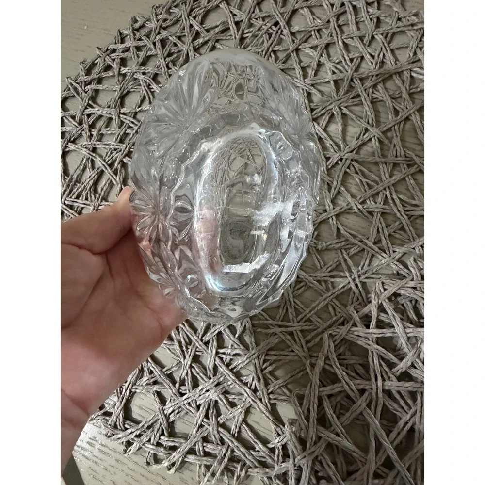 Vintage Bohemia Crystal Basket Hand Cut Glass Split Handle Made Czech Republic